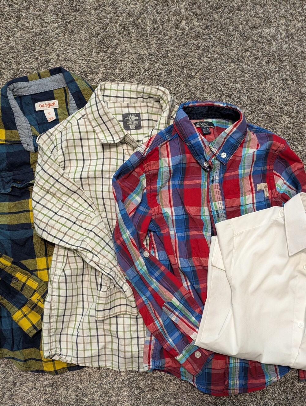 Set Of 4 Mixed/Plaid/Solid White Button-Down Shirt Bundle
